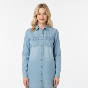 PRESS DRESS Light Blue Denim Shirt Dress size small